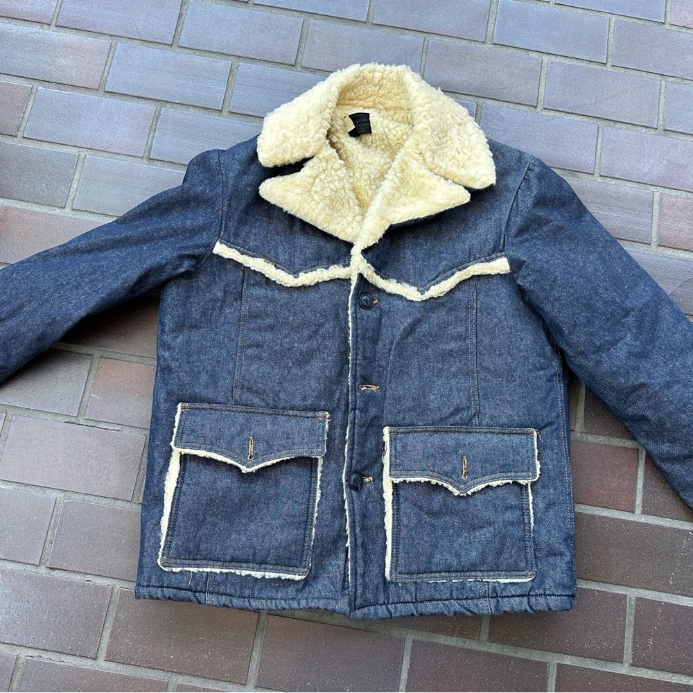 Vintage Roebucks Sears Denim Jean Button Up Jacket Coat Sz 42-R USA